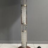 Glass base floor lamp with silk shade by Richard Essig for Besigheim 1970s