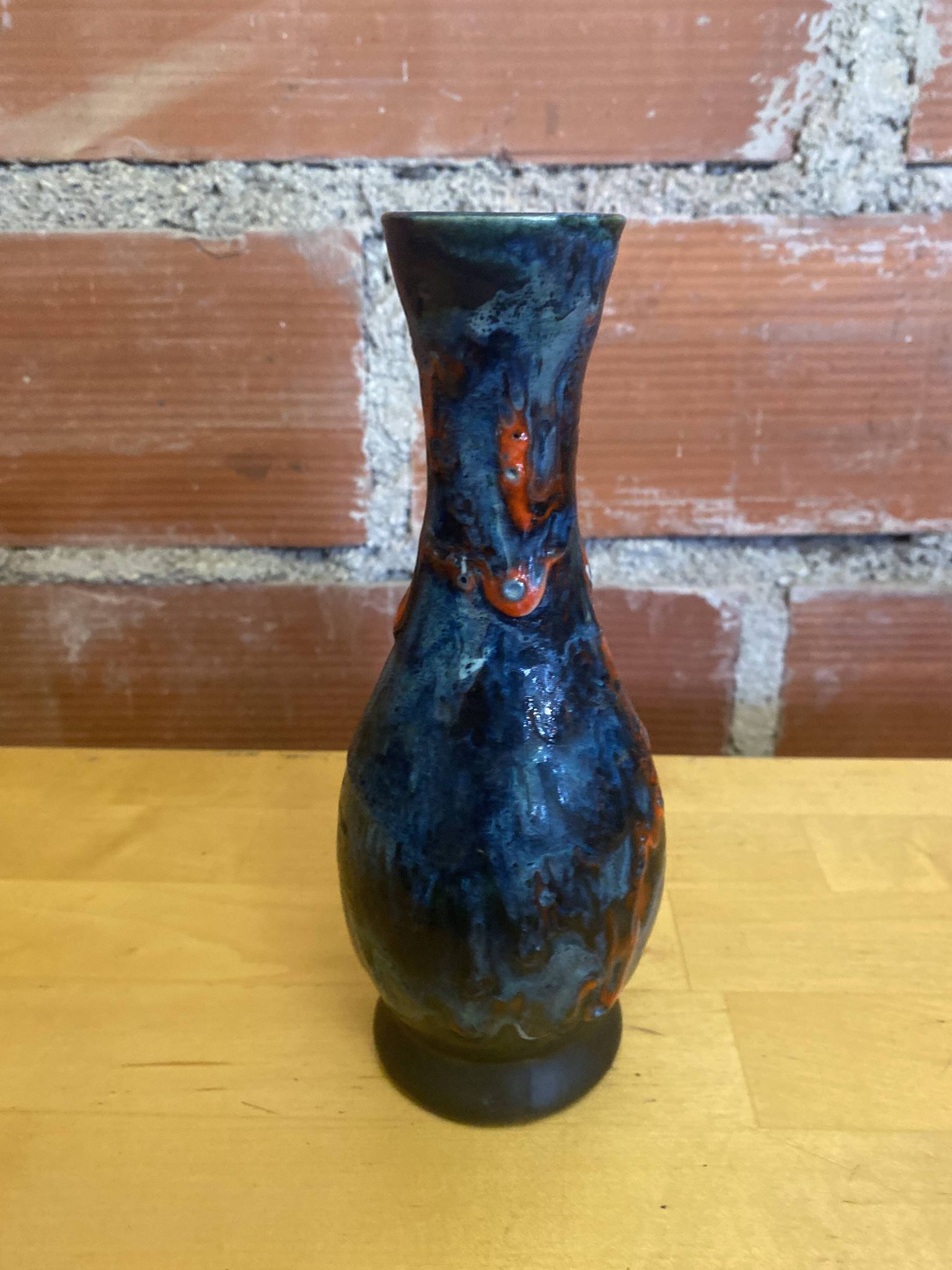 Vintage polychrome ceramic soliflore vase in the old style vallauris
