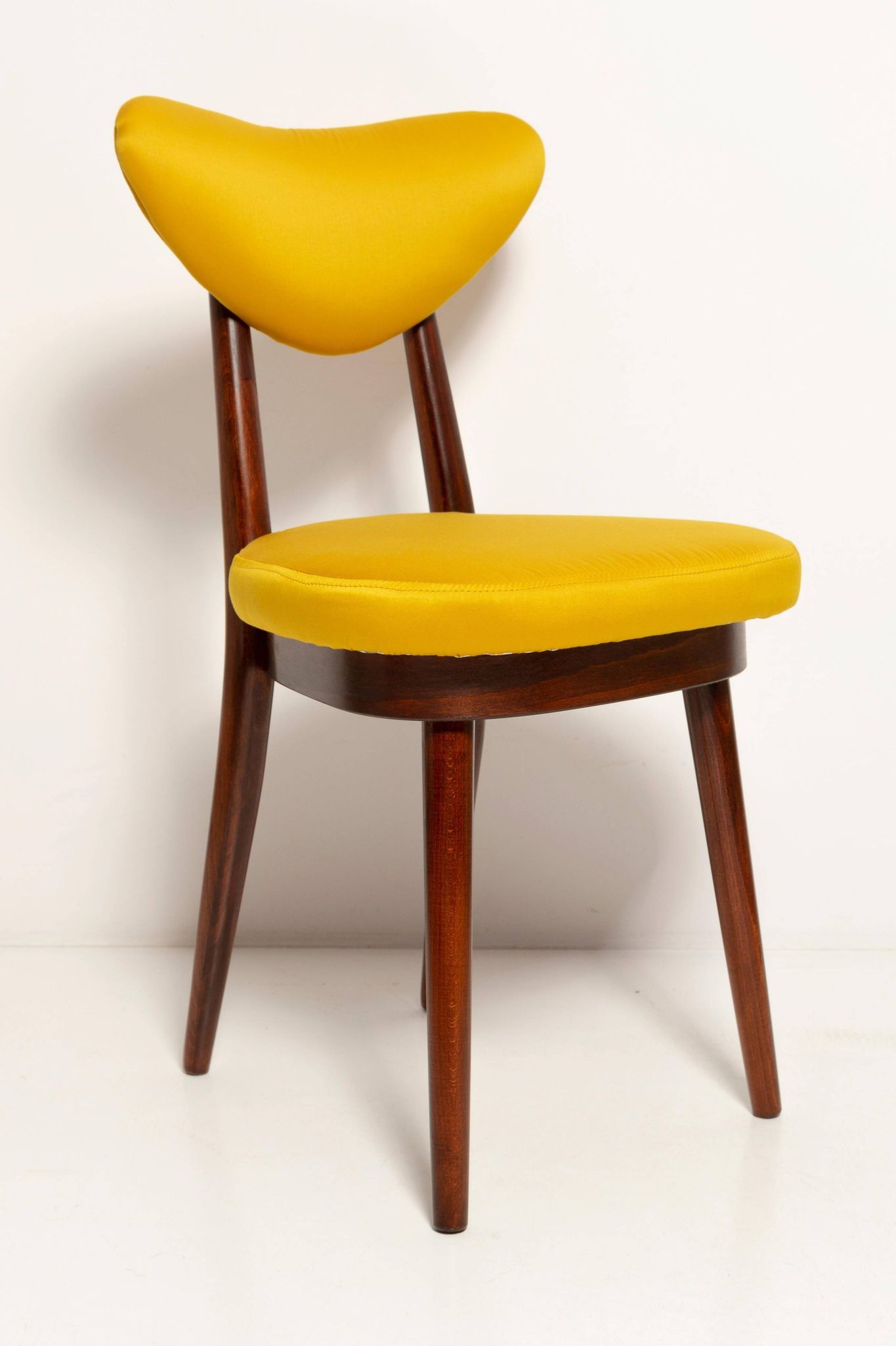 Midcentury Heart Chair in Yellow Satin Dedar Gildo Fabric, Europe, 1960s