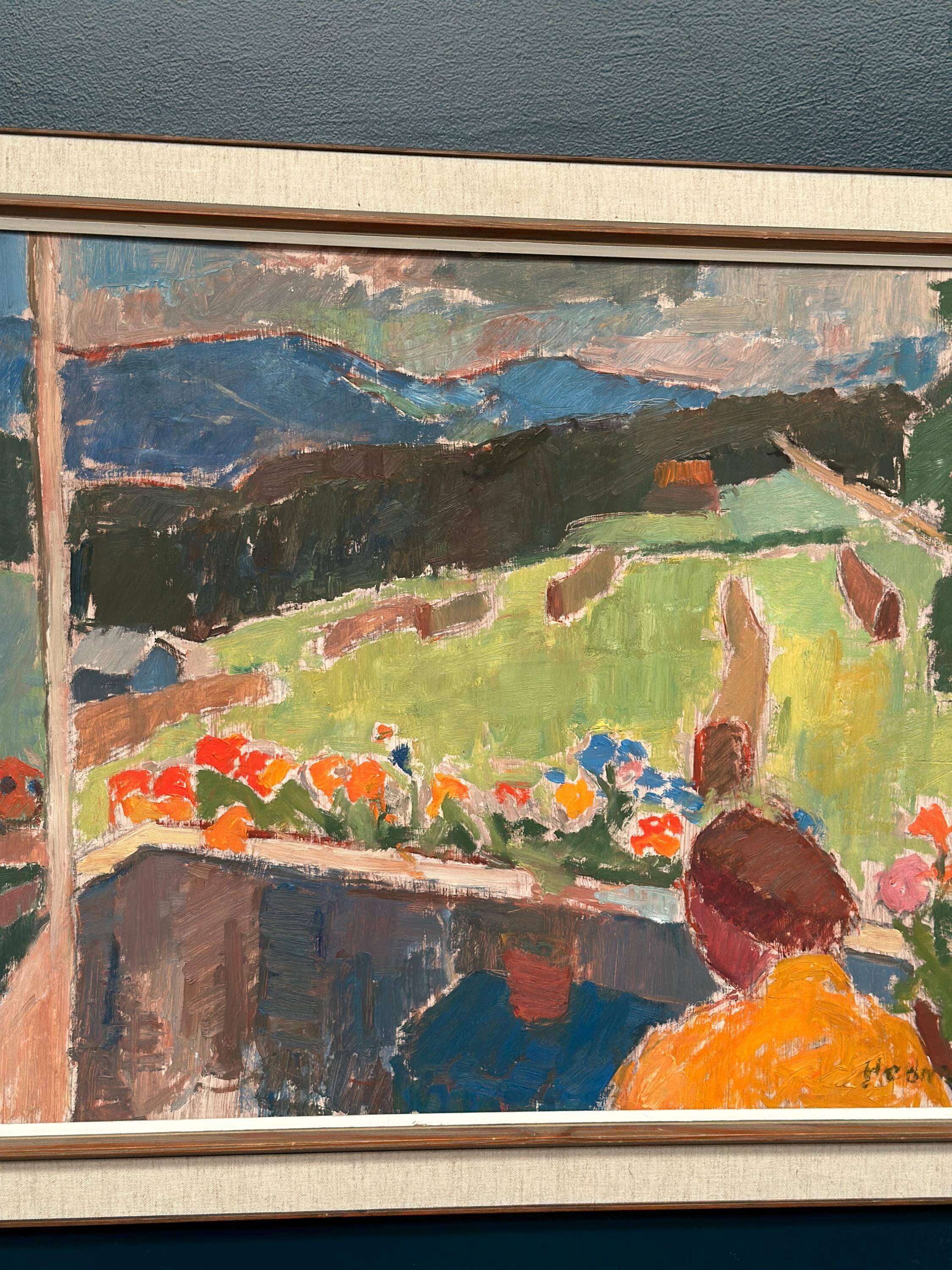 Swedish Oil on Panel – “Balcony View” by John Hedman