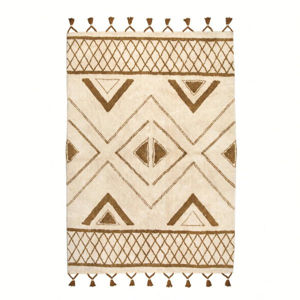 Tapis berbère 200 x 290 cm blanc motif ocre