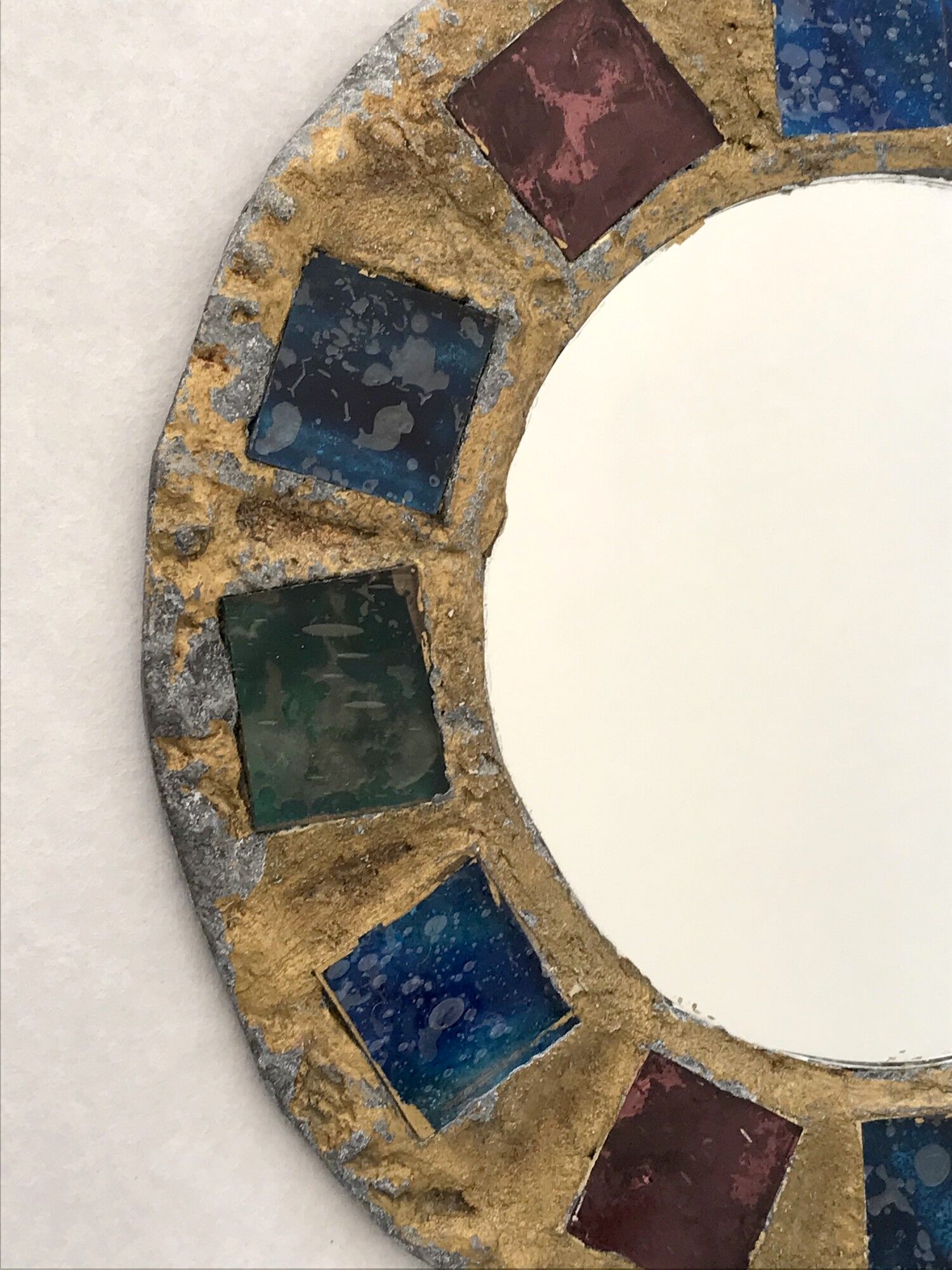 Vintage lead and talosel mirror by Iréna Jaworska 70s