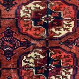 Antique Turkmen Tekke Rug, 190x113 cm Turkoman Bokhara Red Black Beige