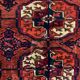 Antique Turkmen Tekke Rug, 190x113 cm Turkoman Bokhara Red Black Beige