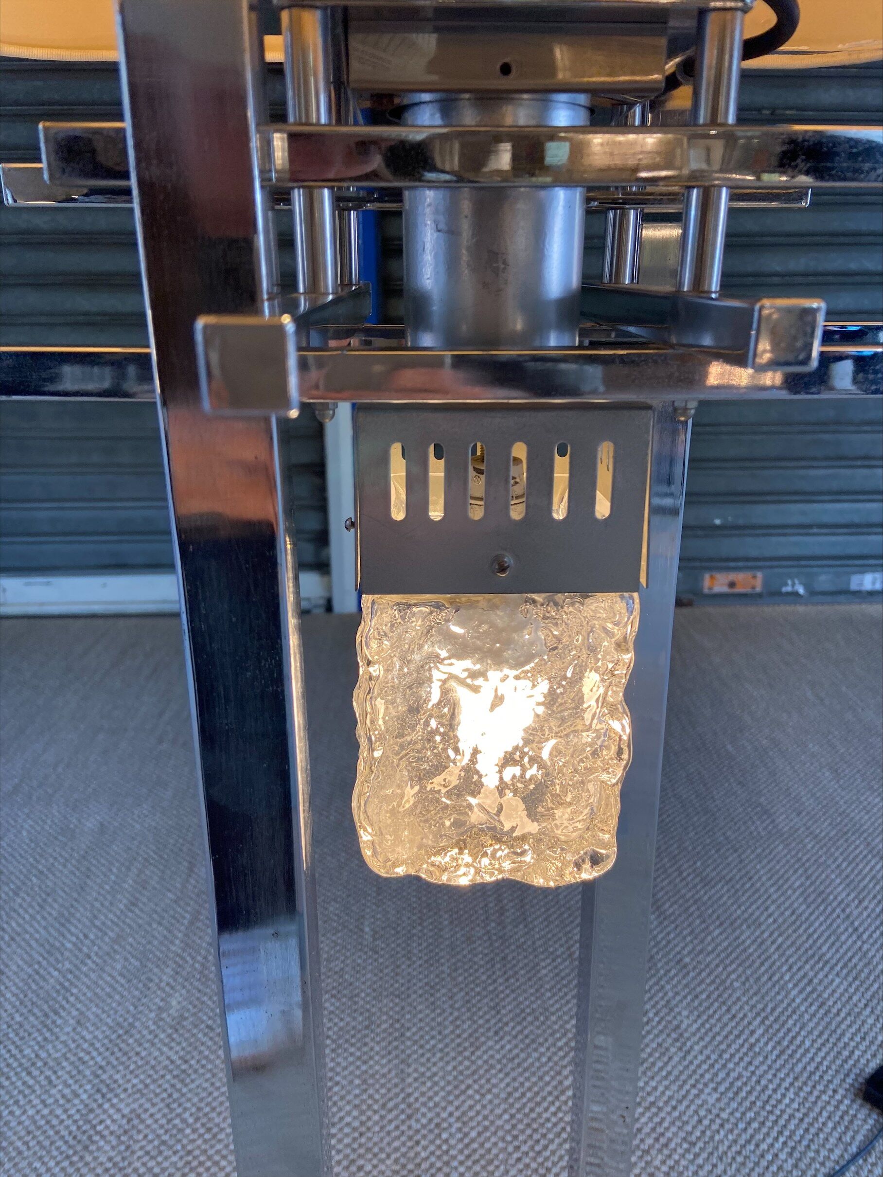 Floor lamp In stainless steel and Murano glass