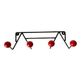 Coat rack metal and wood, 4 hooks, 50s