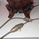 Carved wooden lamp