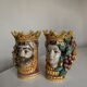 Pair of Moro head vases Caltagirone Italian design Sicily