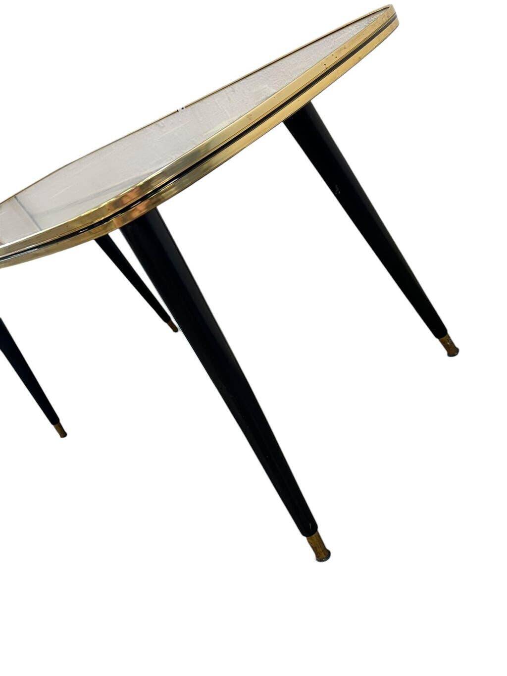 Table basse vintage en formica noir et or