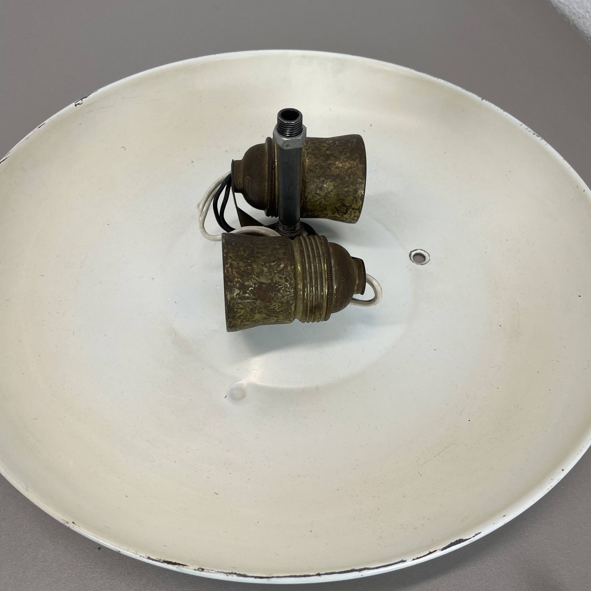 unique round metal Gino Sarfatti Style Ceiling Wall Light Flushmount Italy 1950s