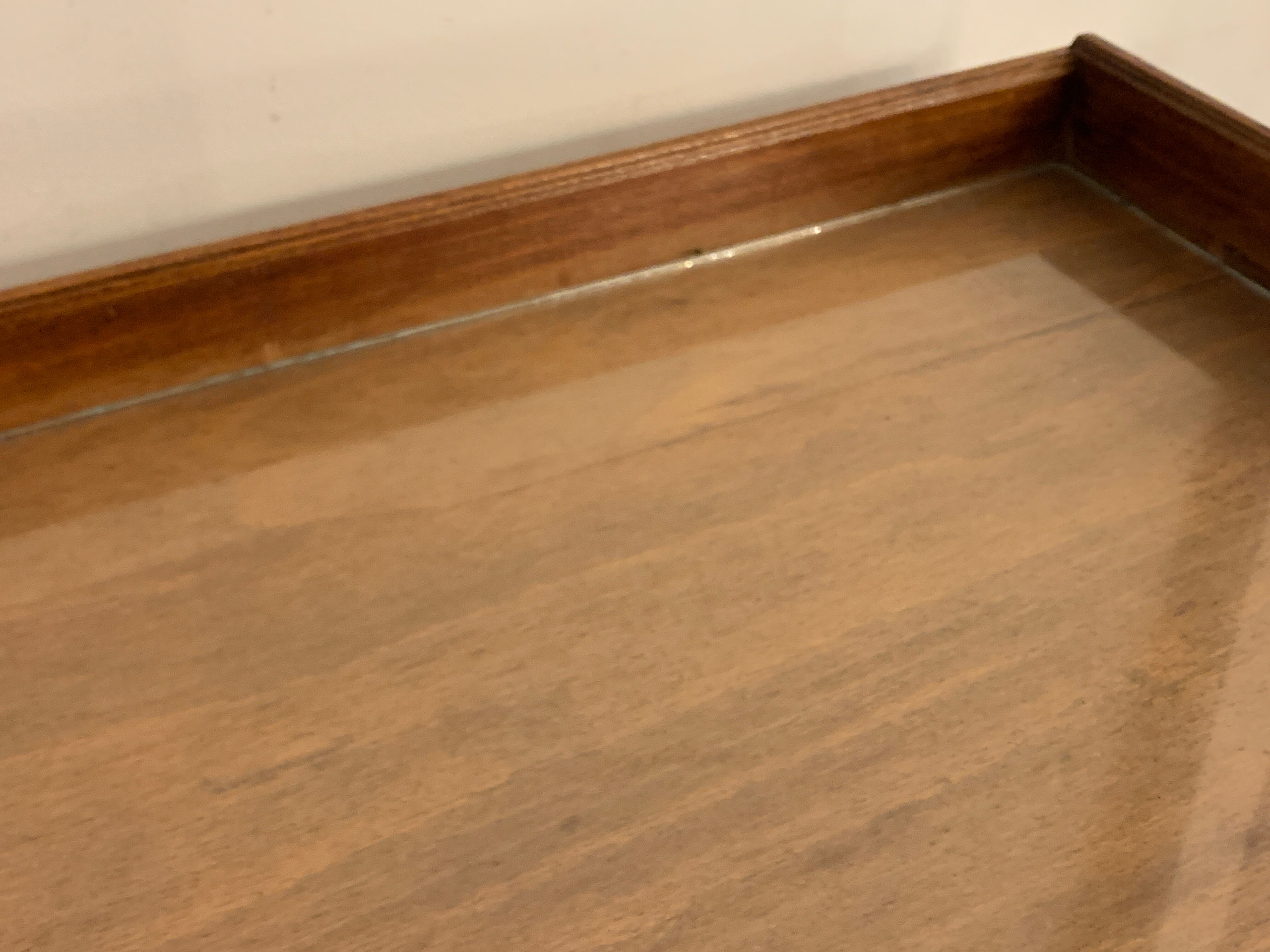 Old wooden and glass tray