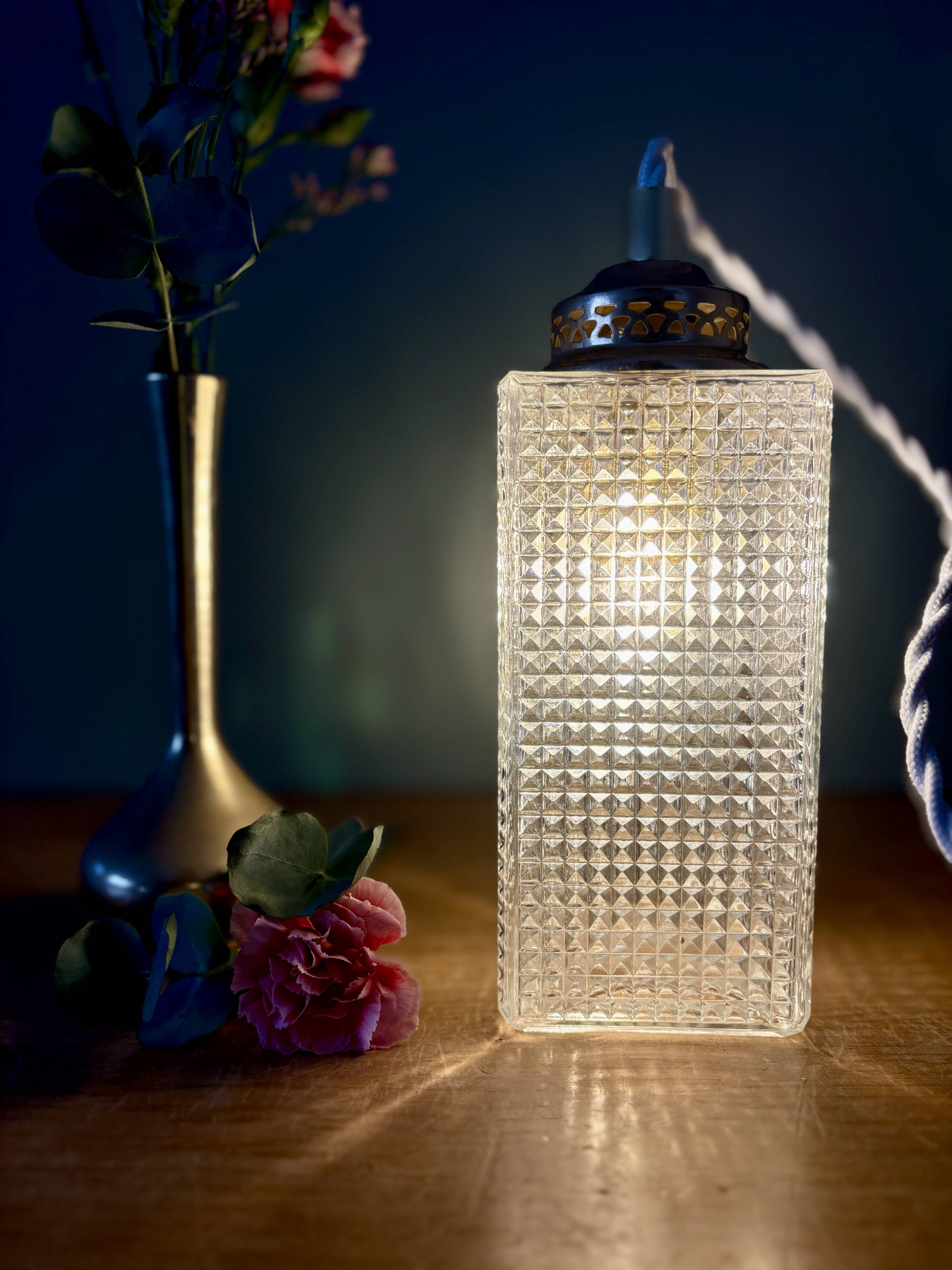 Vintage glass globe portable or table lamp