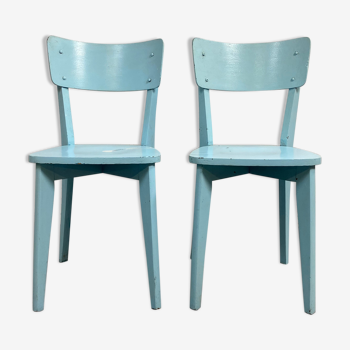 Pair of blue bistro chairs