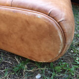 Club sofa in light brown cowhide leather