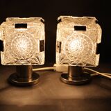 1970s Pair of Glass Table Lamps by Kamenicky Senov, Czechoslovakia