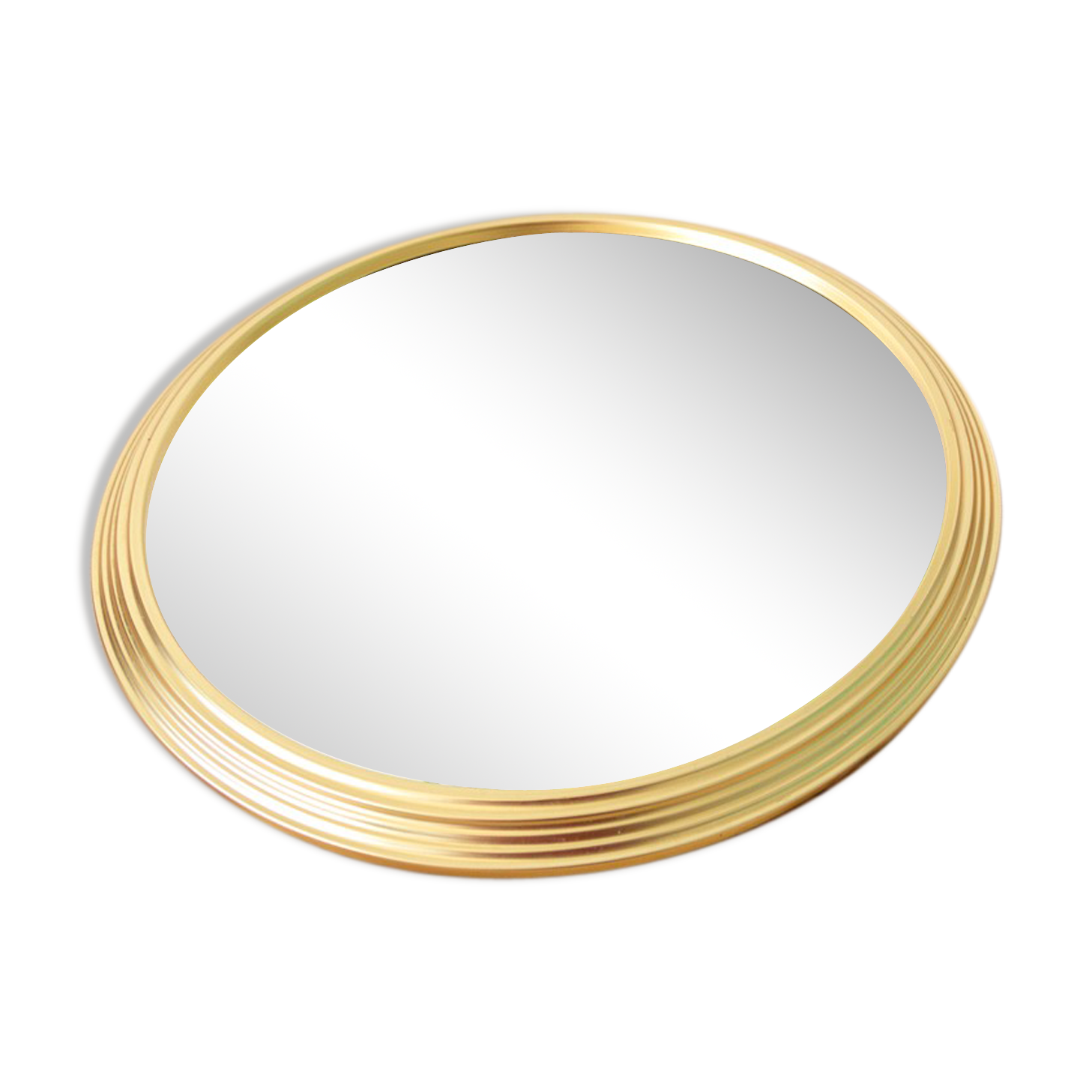 Gold art deco mirror tray 30 cm diameter