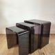 Set of 3 nesting coffee tables in smoked plexi / purple 70s