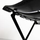 2 chaises pliantes cuir et métal - Paquebot France 1960
