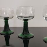 4 old Alsatian Roemer wine glasses decorated with vines