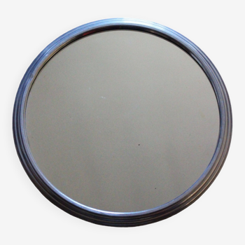 Round metal mirror tray