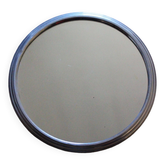 Round metal mirror tray