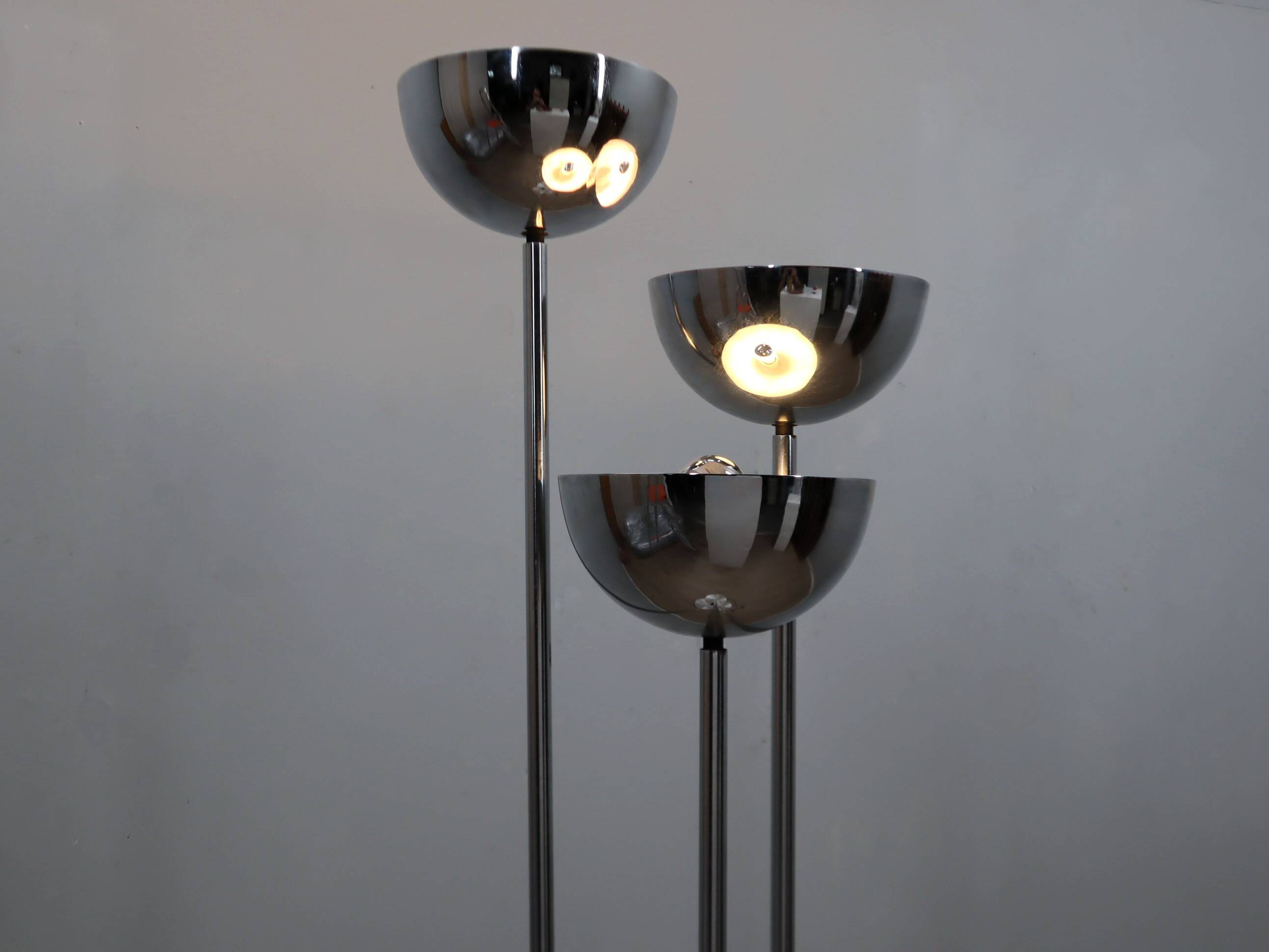 1970s Lamperti 3-Column Chrome Floor Lamp space age Italian Design