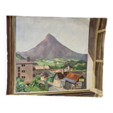 Watercolor mountain landscape