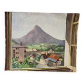 Aquarelle au paysage de montagne