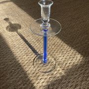 Candle holder in transparent and blue Murano blown glass