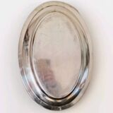 Large silver metal tray Christofle crossed ribbons