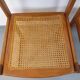 Pair of vintage sleigh chairs in beech wood and cane from the 70s