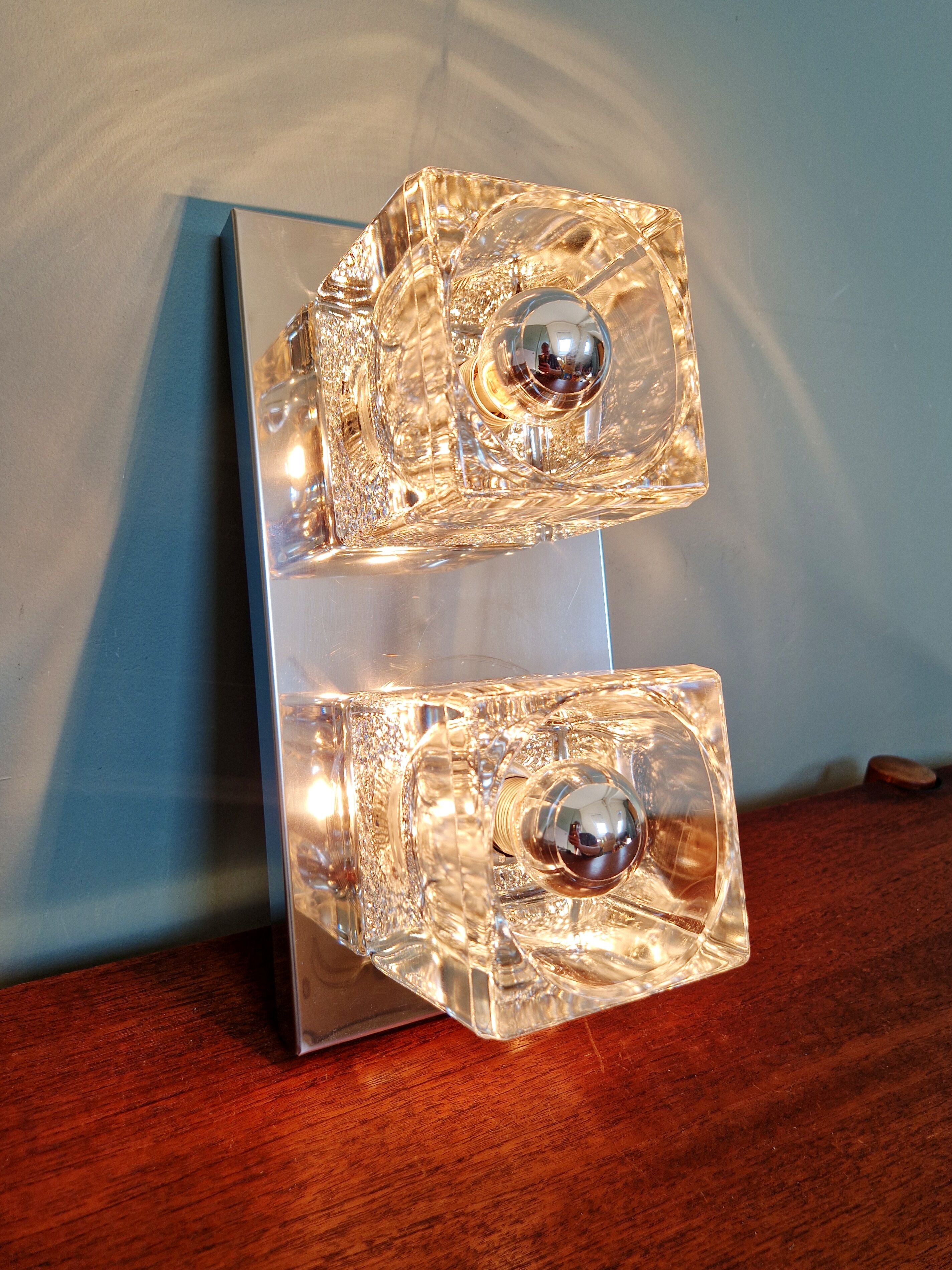 Applique murale double Ice Cube, Peill & Putzler, 1970