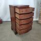 Commode galbée acajou 5 tiroirs poignée anneaux