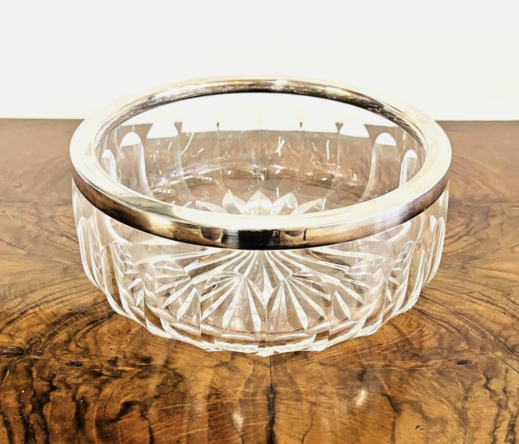 Jezler 800 Cut Crystal and Silver Fruit Bowl