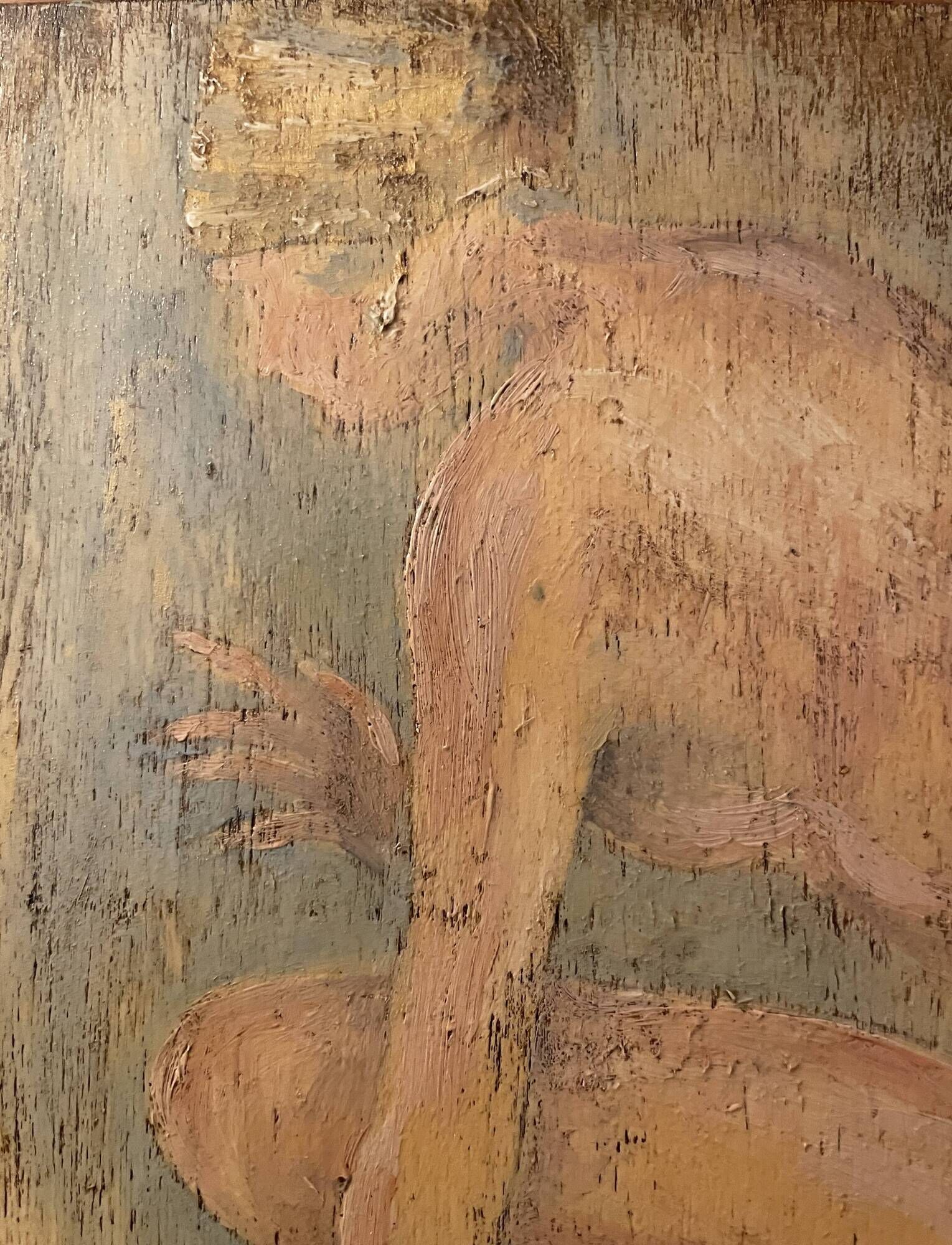 Painting signed oil on wood female portrait “belle époque”