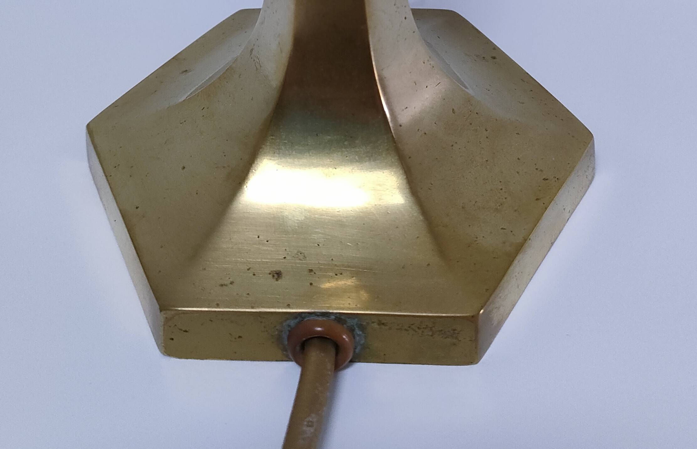 Solid brass opaline glass lamp from the 60s