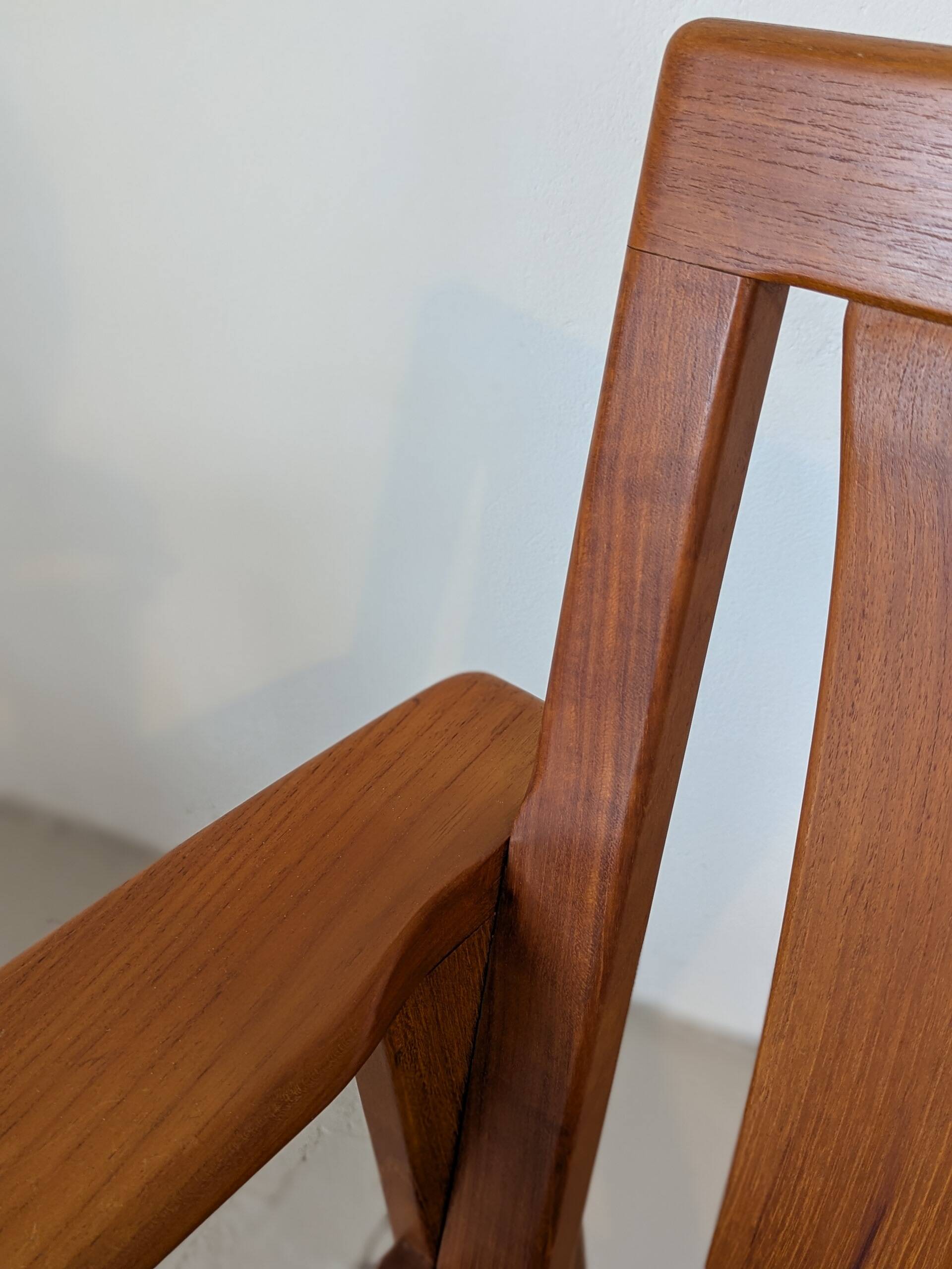 Teak and wool armchair