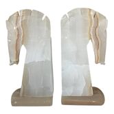 Pair of vintage onyx horse head bookends