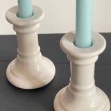 Pair of white ceramic candle holders