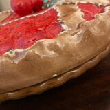 Pie dish - cherry pie decor lid - ceramic ware - vintage