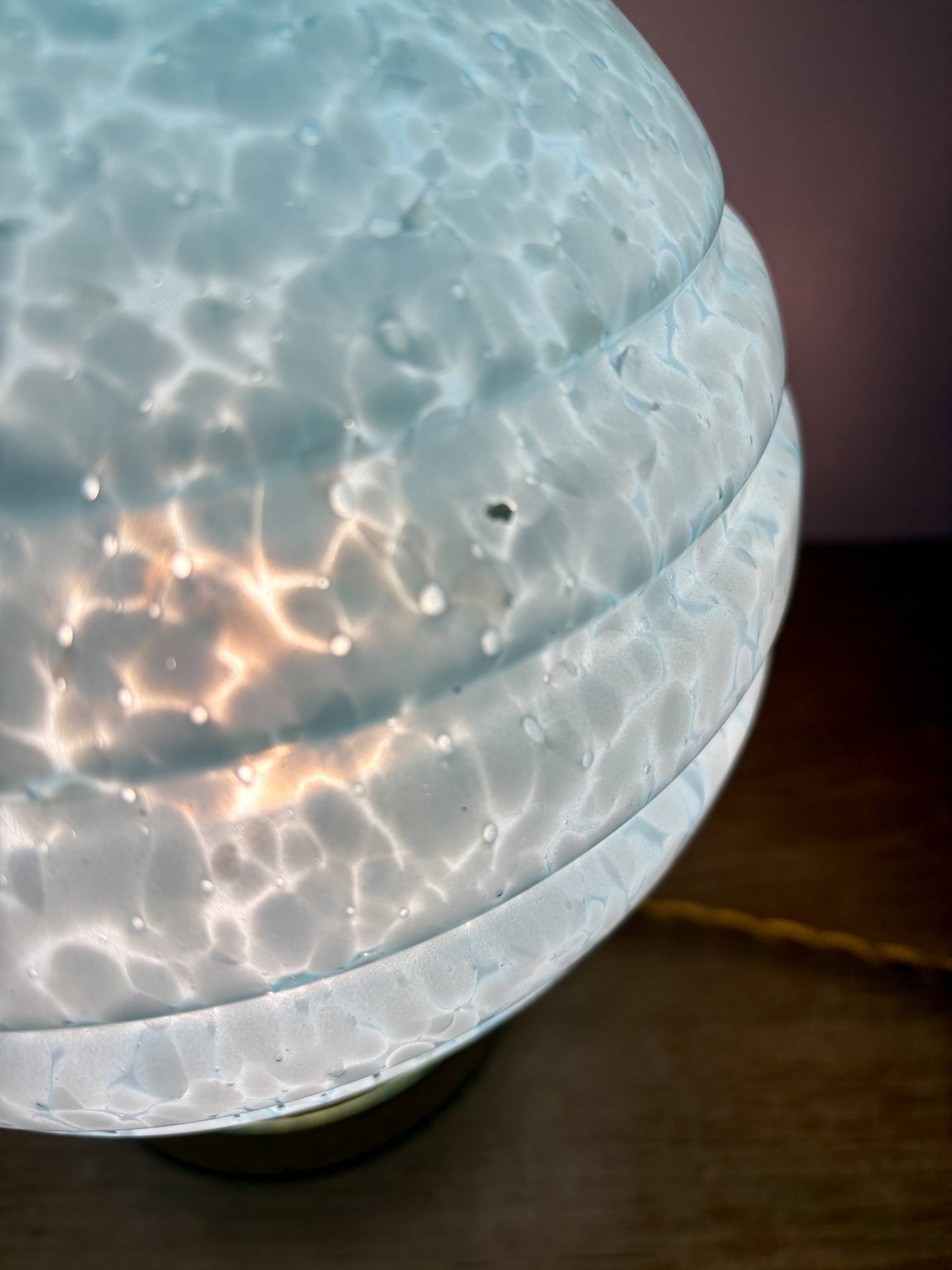 Vintage blue glass globe table lamp from Clichy