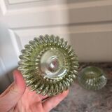 Pair of Vintage Round Glass Candle Holders