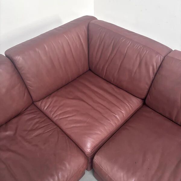 Brown leather modular sofa by De Sede; DS76, 1970s (corner)
