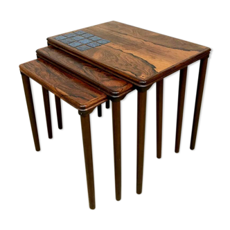 Vintage Danish design Rosewood nesting tables for Heltborg Mobler