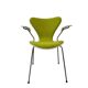 Bright green vintage chair with armrests, Fritz Hansen Series 7