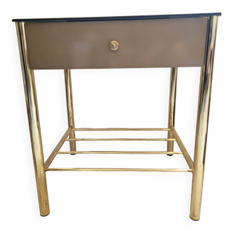 Golden bedside table with mirrored top
