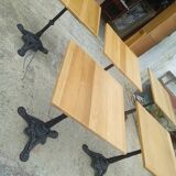 Set of 5 solid oak bistro gueridon tables 60/60 cm