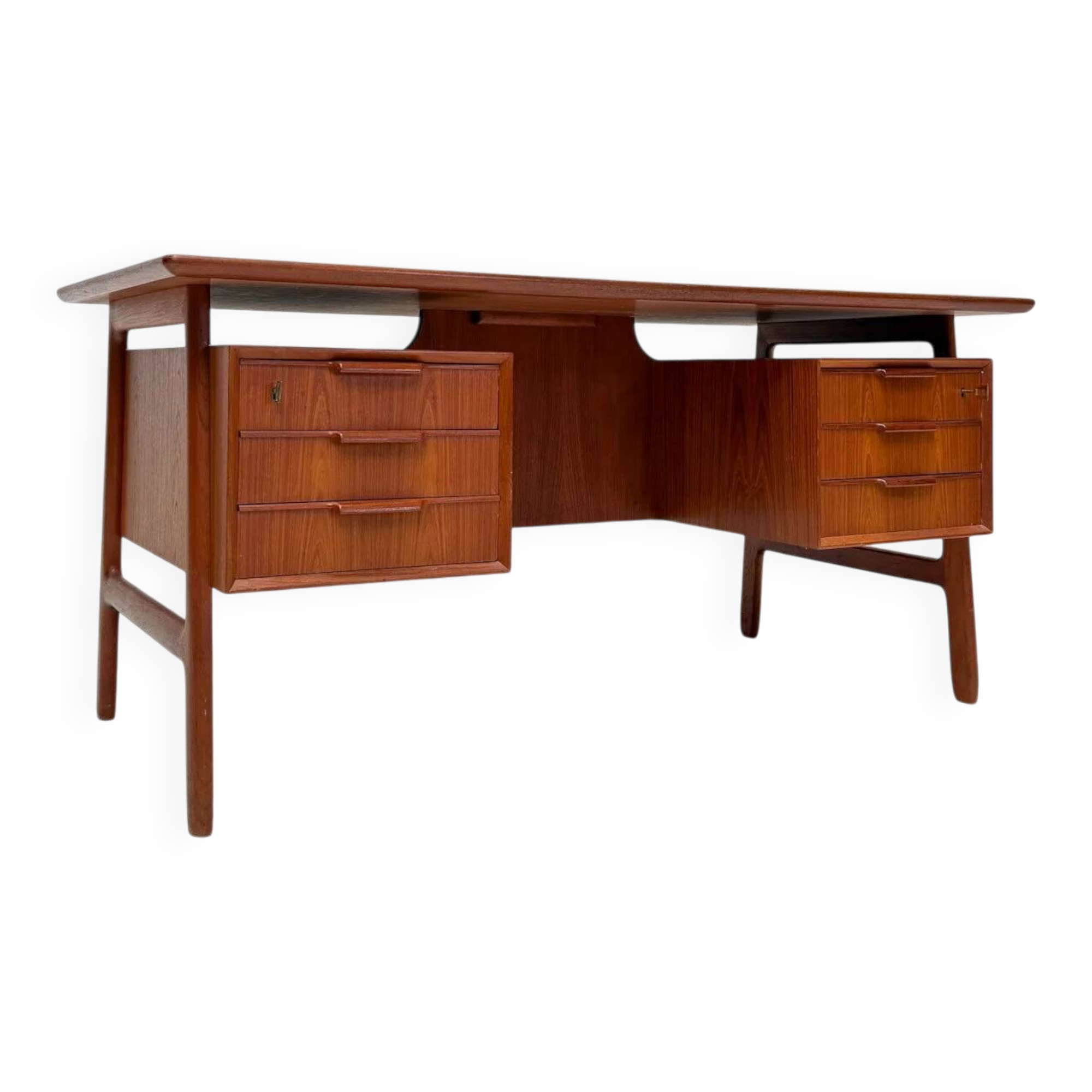 1960s vintage Danish design teak desk model 75 by Gunni Omann for Omann Jun