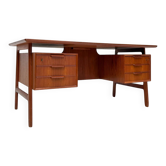 Bureau en teck vintage danois des années 1960 modèle 75 par Gunni Omann pour Omann Jun