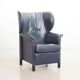 Wittmann Petrol Soft Leather Wing Chair Designed Model Aura  by Paolo Piva